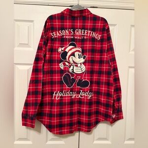 Disney seasonal Christmas flannel- season’s greetings from Walt’s holiday lodge